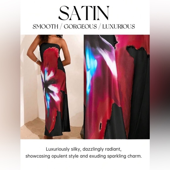 NEW Elegant Black and Multicolor Belted Backless Dress - Picture 4 of 5